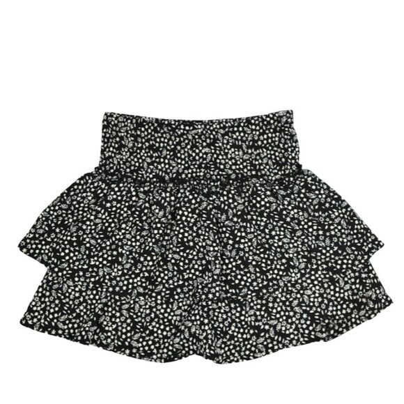 Zara Other - Zara Skort Girls Size 13-14 Black White Floral Print Tiered Ruffles